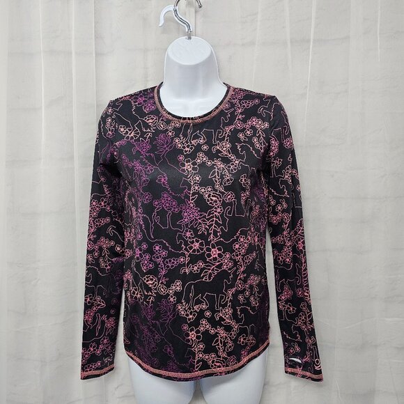 Cuddl Duds Top Black Pink Unicorn Casual Fairy Goth Punk L - Picture 9 of 9